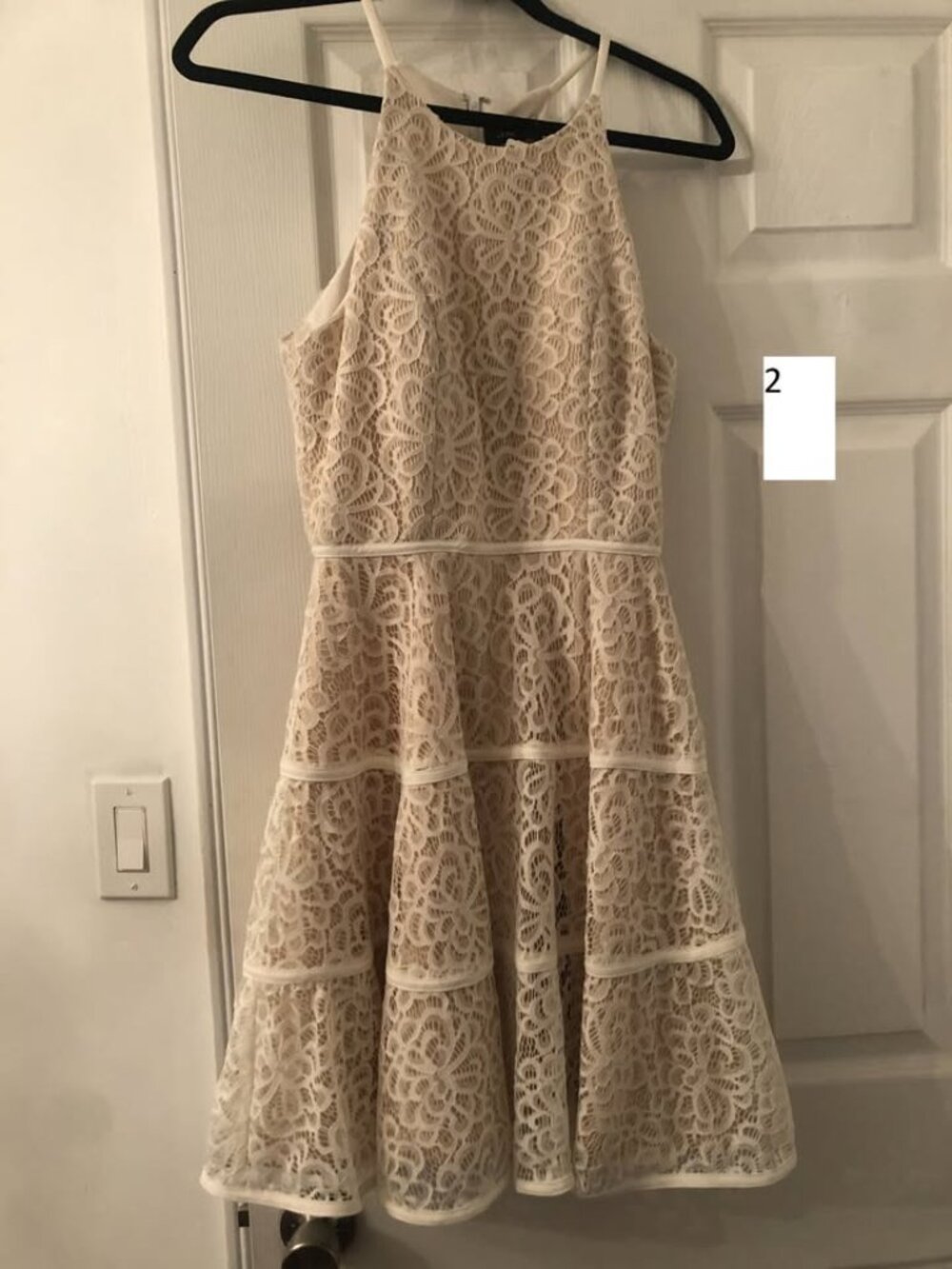 Floral ivory and nude lace dress, size 7